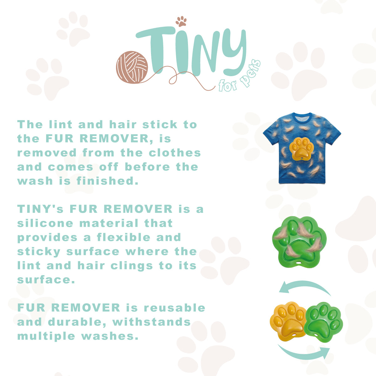 Cat, Dog Hair & Lint Remover for Washer & Dryer - Tiny For Pets