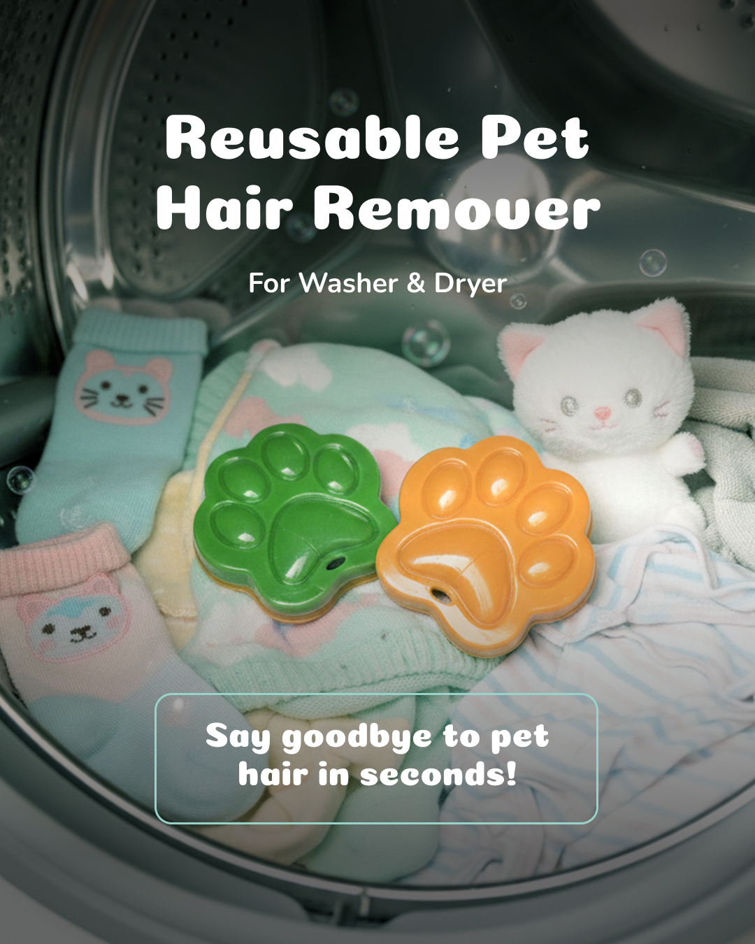 Cat & Dog Hair and Lint Remover for Washer & Dryer – Reusable, 2× Stronger, Safe on All Fabrics